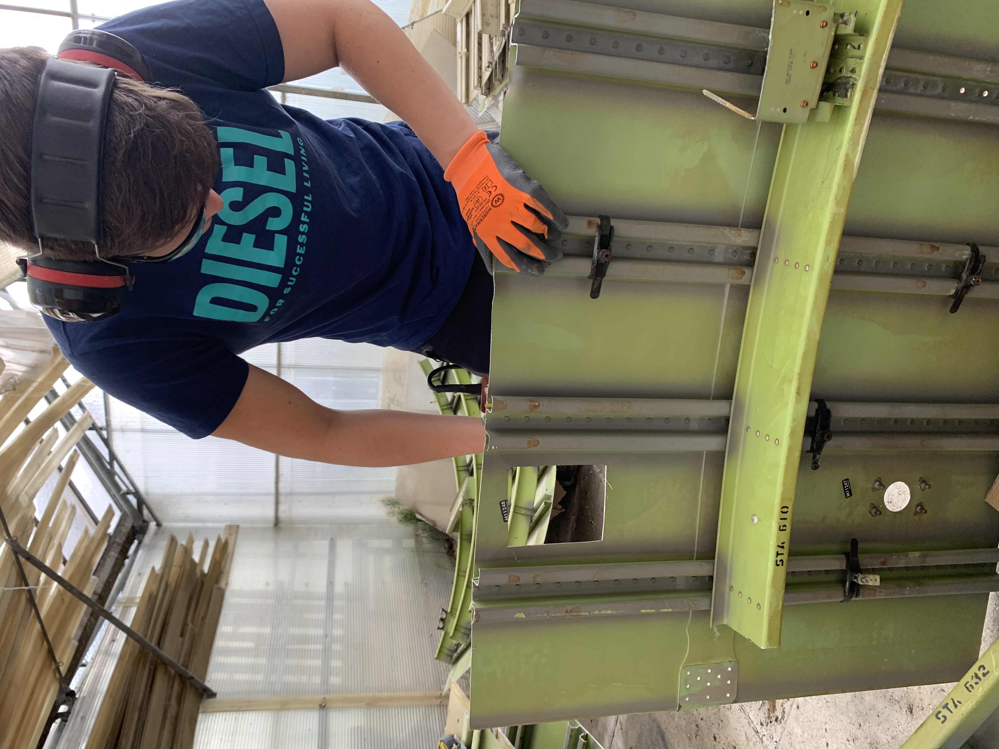 Pressing the Plane Tag silhouette from the prepared aluminium
